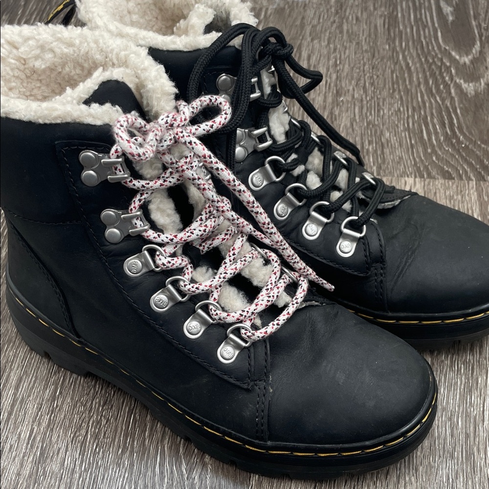 Dr. Martens Black Winter Boots with Faux Fur